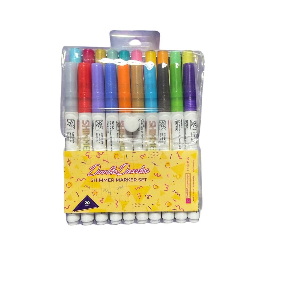 DoodleDazzles Shimmer Marker Set 20pc NIB Double Line Outline Pens MSRP $37.95